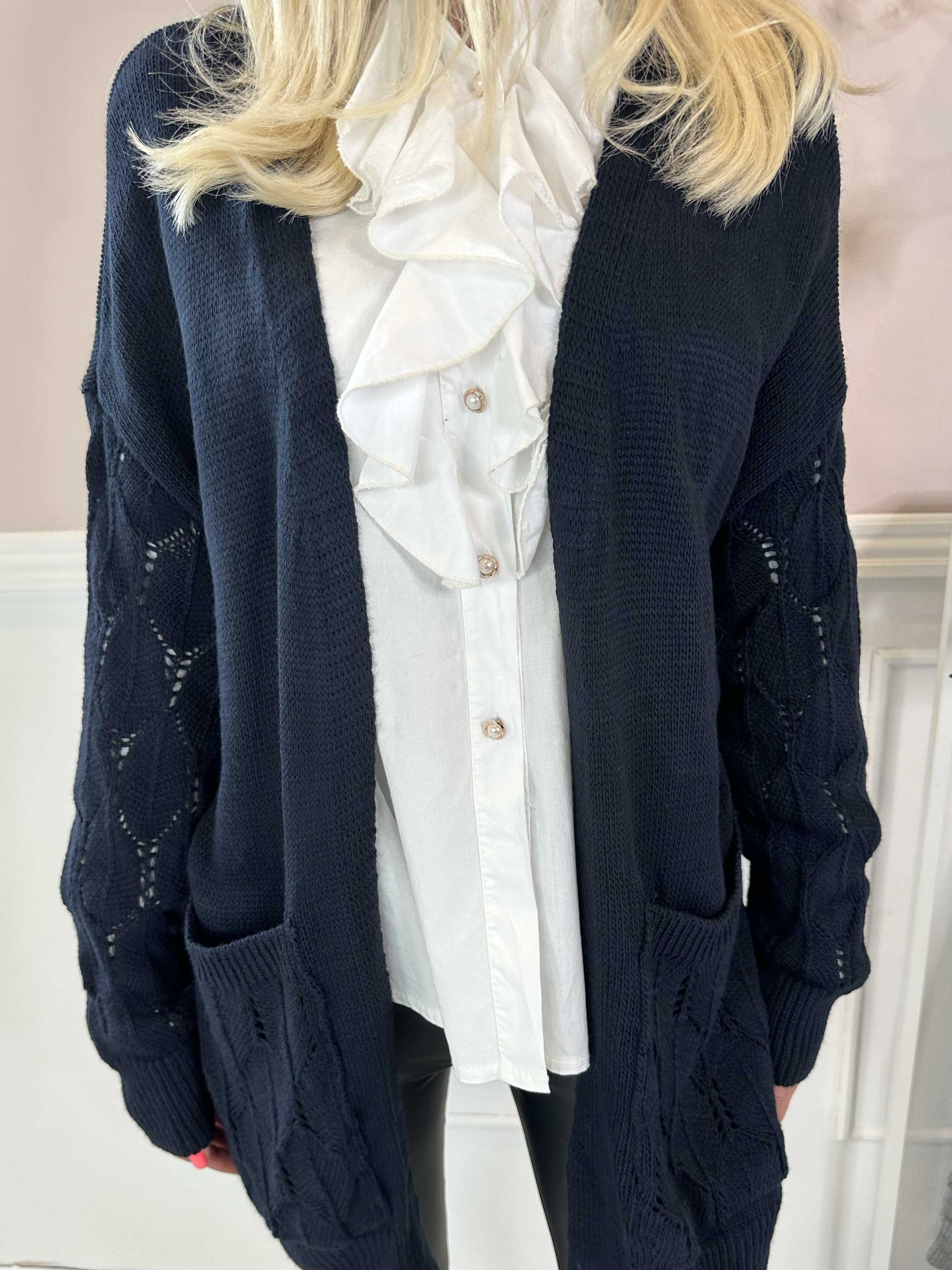 Capri - Strikcardigan med lommer